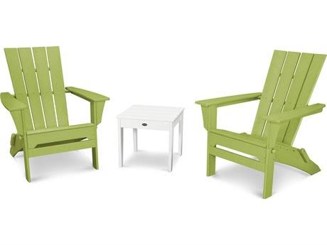 3 Piece White/Sunset Red Adirondack Set V789