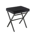 Black Square Thickened Cushion Vanity Stool with Metal X Legs E7809