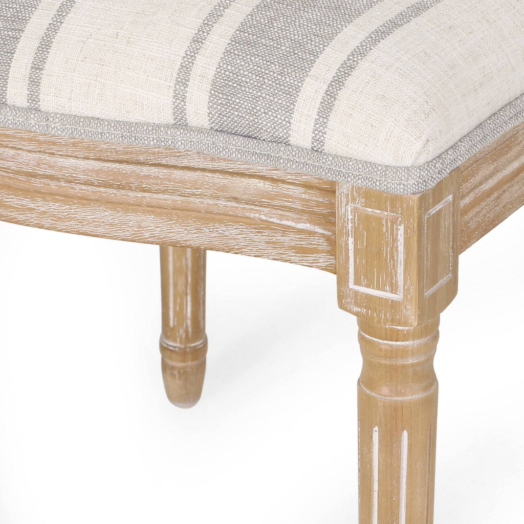 Dining Chair Set of 4 Gray Stripes Light Beige Natural K9404