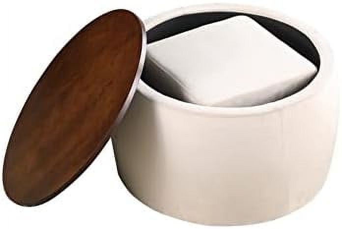 Round Velvet Ottoman with Wooden Lid J91789
