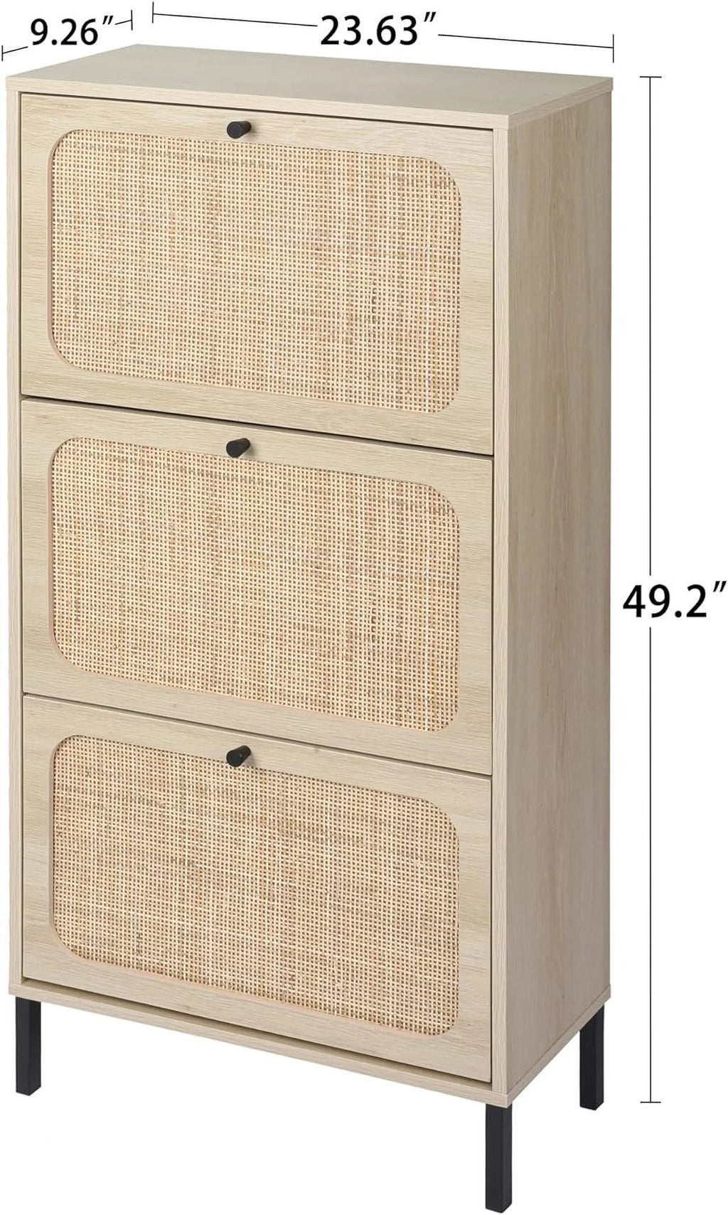 Rattan Shoe Cabinet with 3 Flip Drawers H346
