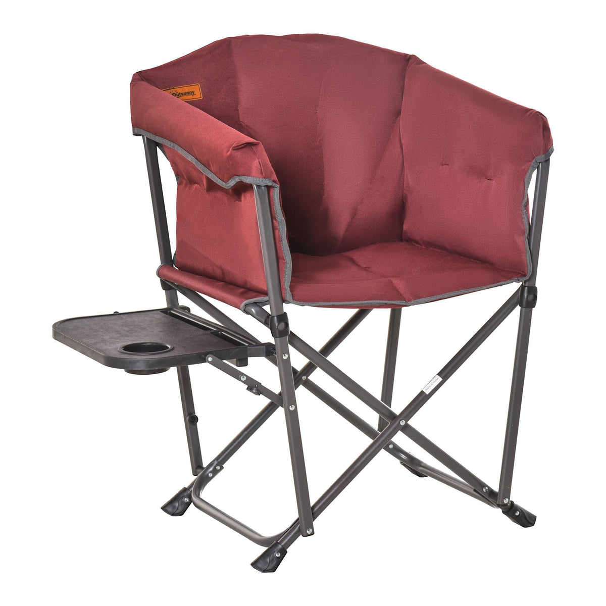Red Oversize Padded Director Chair with Side Table O890673