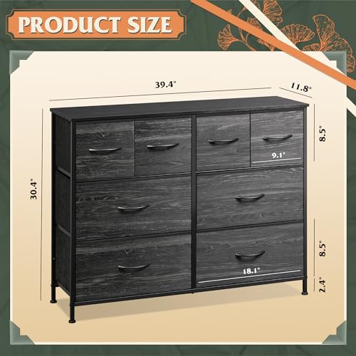 Charcoal Black 8 Fabric Drawer Dresser G385