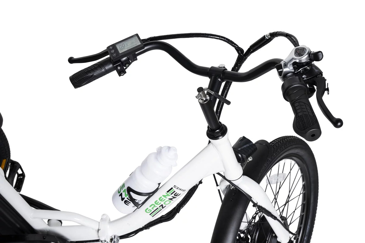 24" Electric Folding Tricycle, 7-Speed, 3 Wheels, 350W Motor, Black & White U7477
