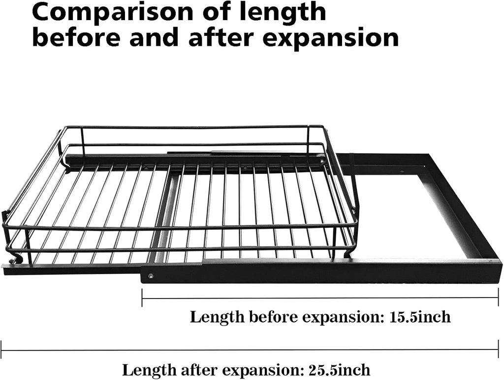 2-Tier Sliding Cabinet Organizer, 11.6 Wide, Carbon Steel L11163