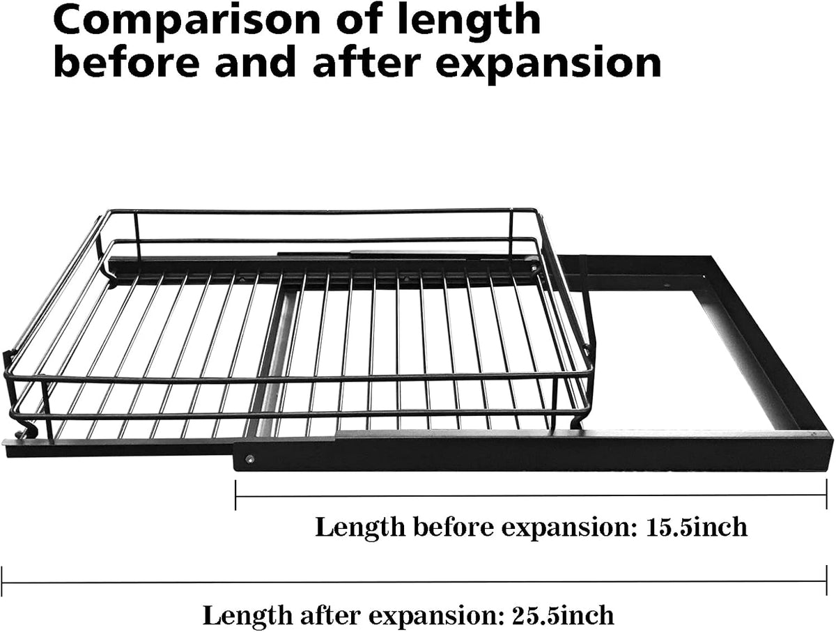 2-Tier Sliding Cabinet Organizer, 11.6 Wide, Carbon Steel L11163