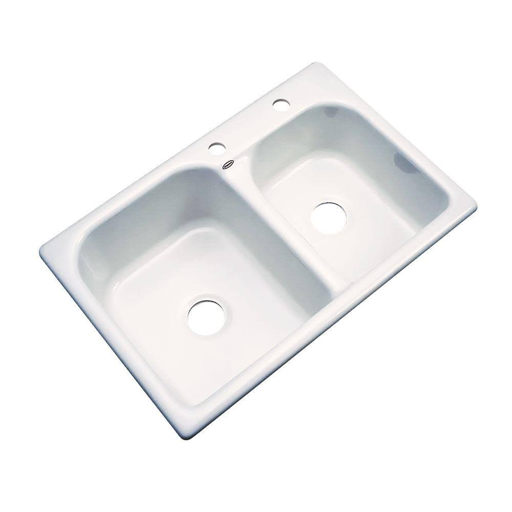 33 in. Double Bowl Kitchen Sink in Biscuit D39207
