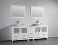 84 in. Double Sink Vanity Cabinet with Ceramic Vessel Sink & Mirror White B791