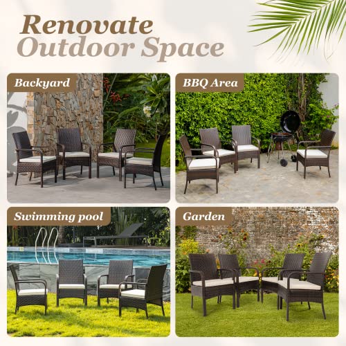 Outdoor Dining Chairs Set of 4 Stackable Wicker D7298