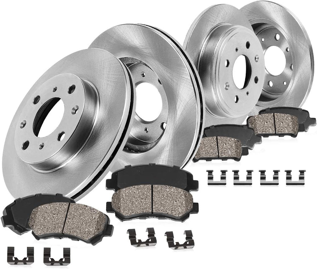 Front and Rear Brake Rotors + Ceramic Pads + Hardware F738