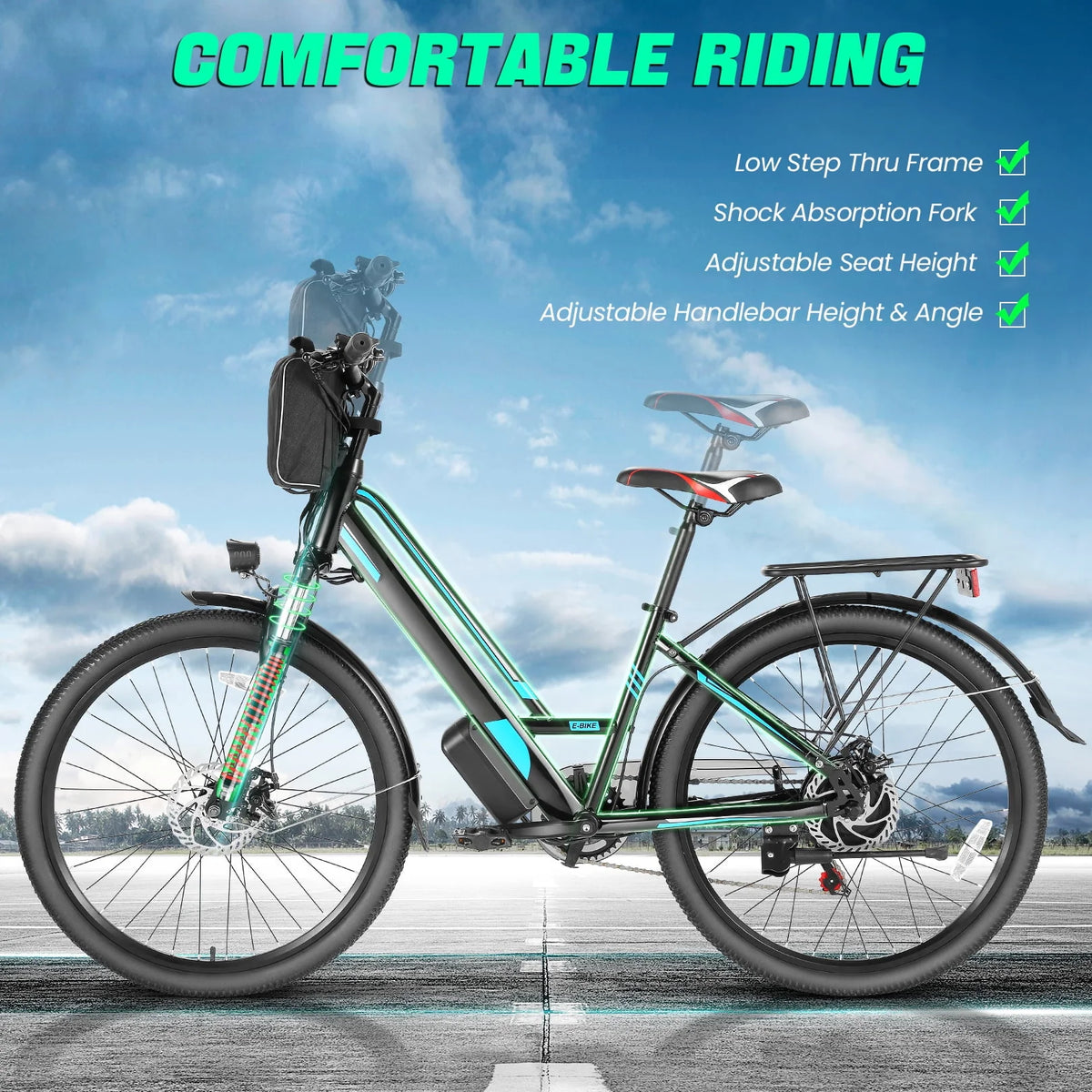 500W 26'' Electric Bike 48V Low Step Frame 7 Speed P8559