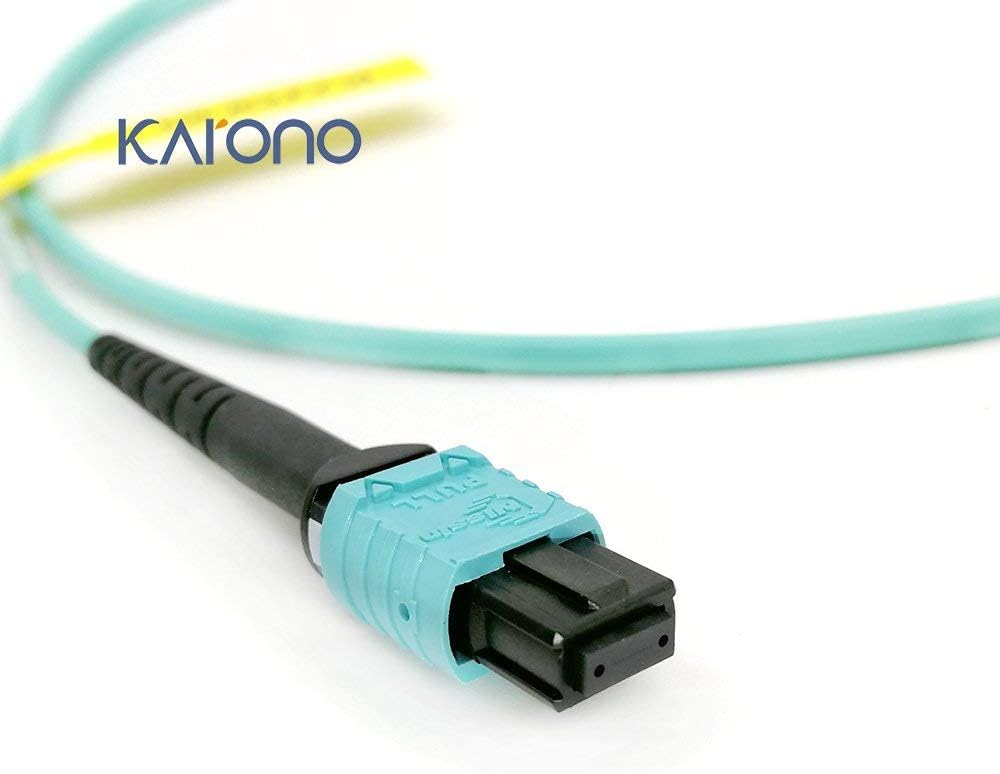 Aqua OM3 Multi-Mode Fiber Patch Cord, 8-core, 3.3 ft, Pack of 2 P603512