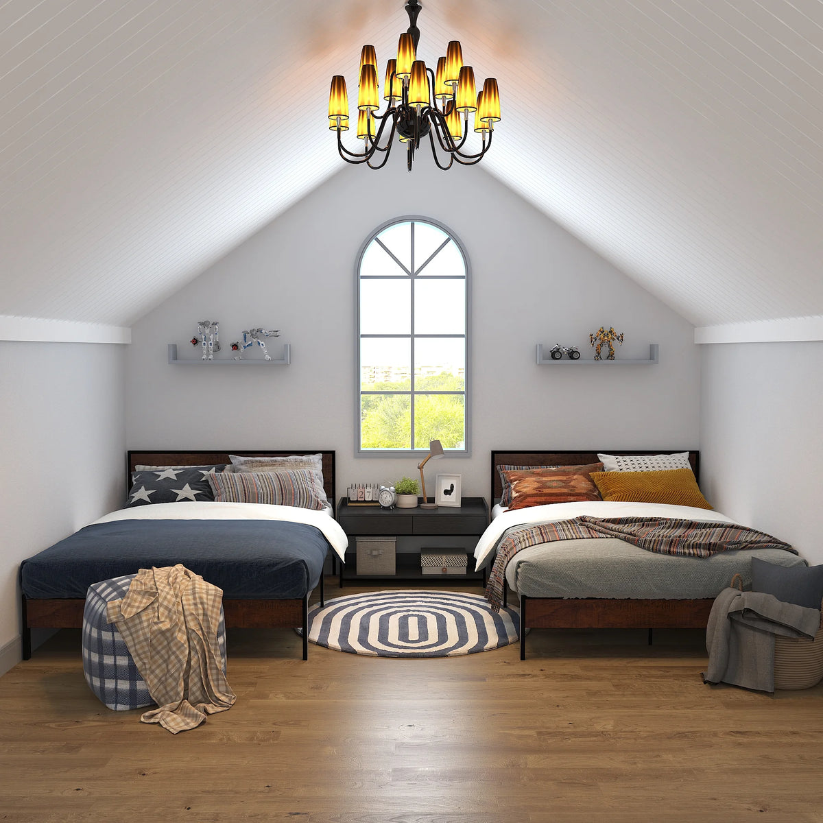 Full Metal Bed Frame with Wood Headboard B988564