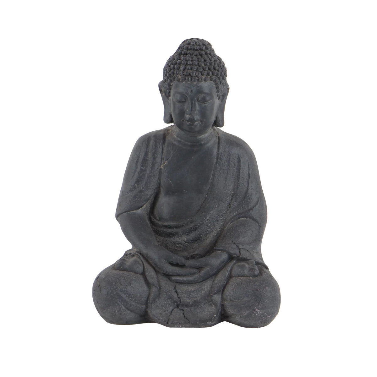 8" x 12" Gray Ceramic Meditating Buddha Sculpture G1753