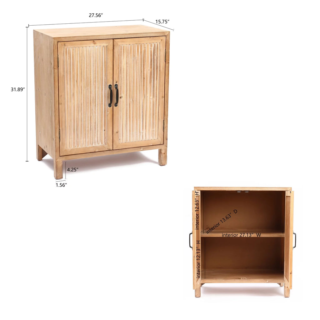 Natural Wood 2-Door Storage Cabinet T9168