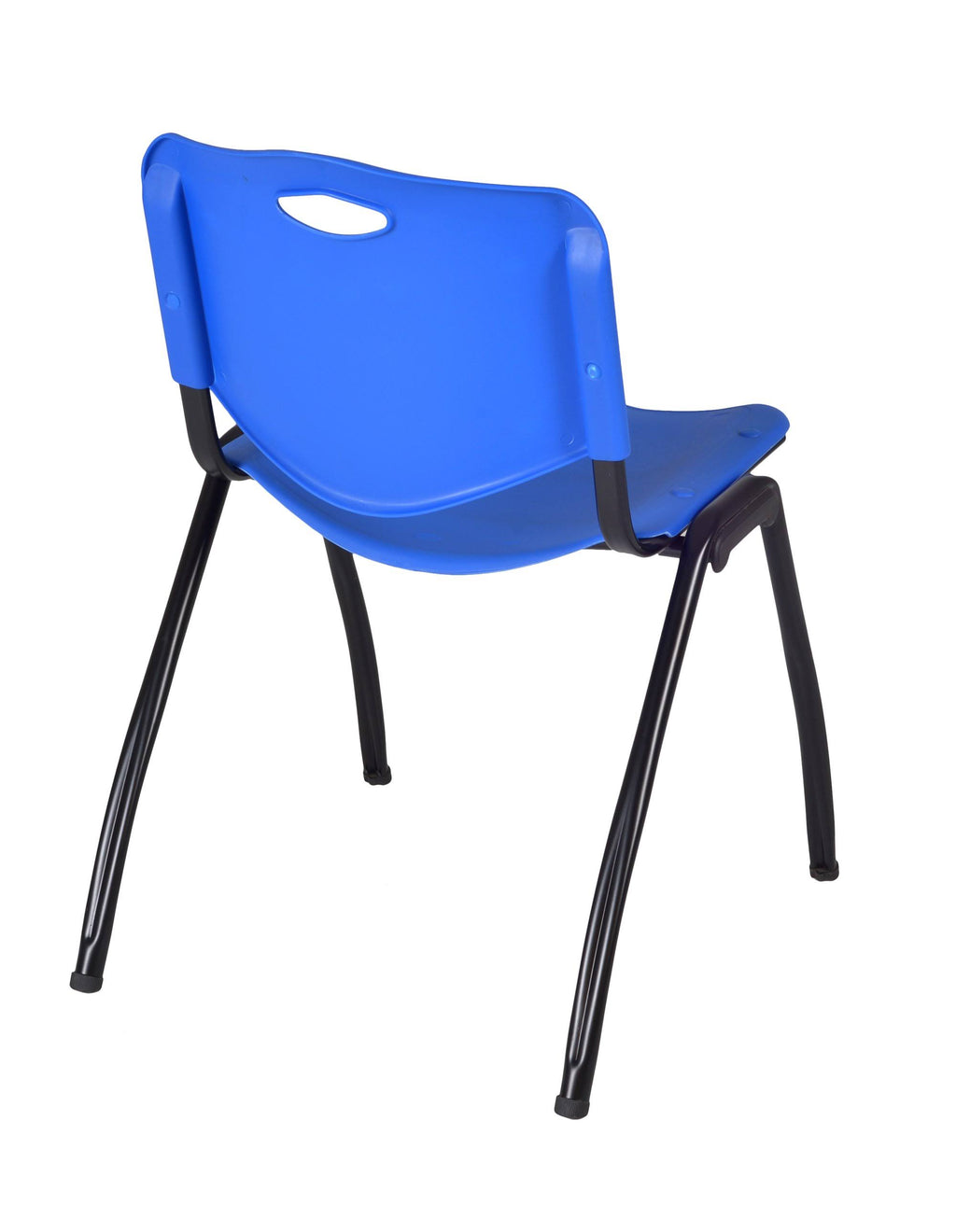 Mocha Walnut Square Breakroom Table with 4 Blue Stack Chairs S676