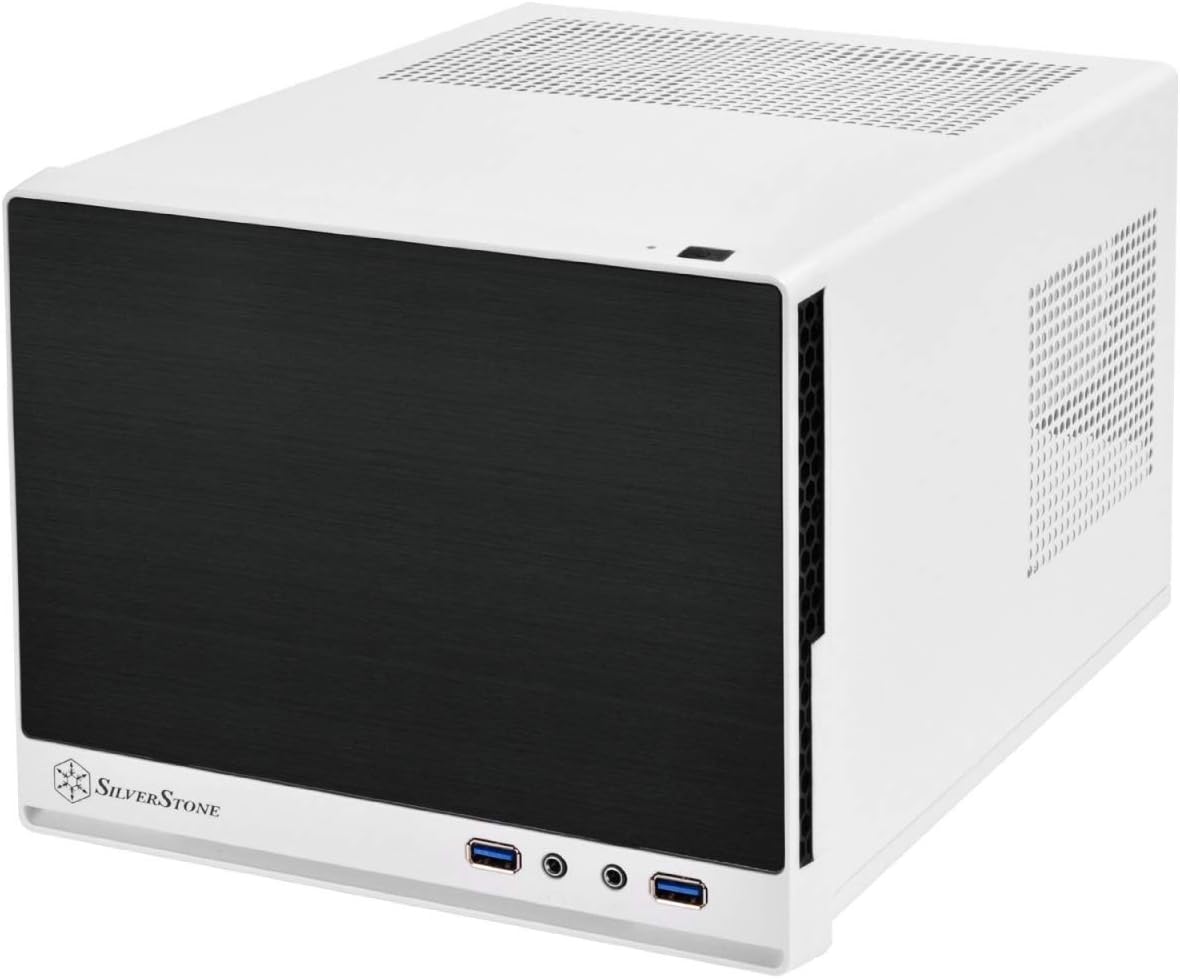 White & Black Mini-ITX Computer Case with Mesh Front Panel T929895