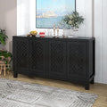 Black Farmhouse Buffet Sideboard with Adjustable Shelves and 4 Doors Wood Cabinet Z919898