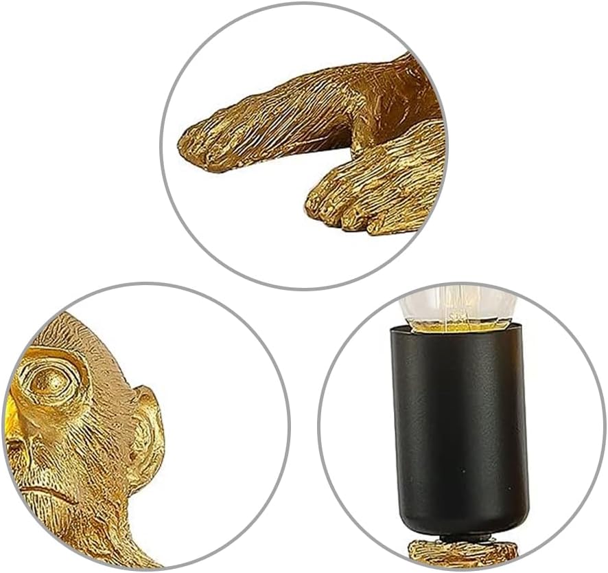 Monkey Lamp Gold Resin Sitting Lamp P7544