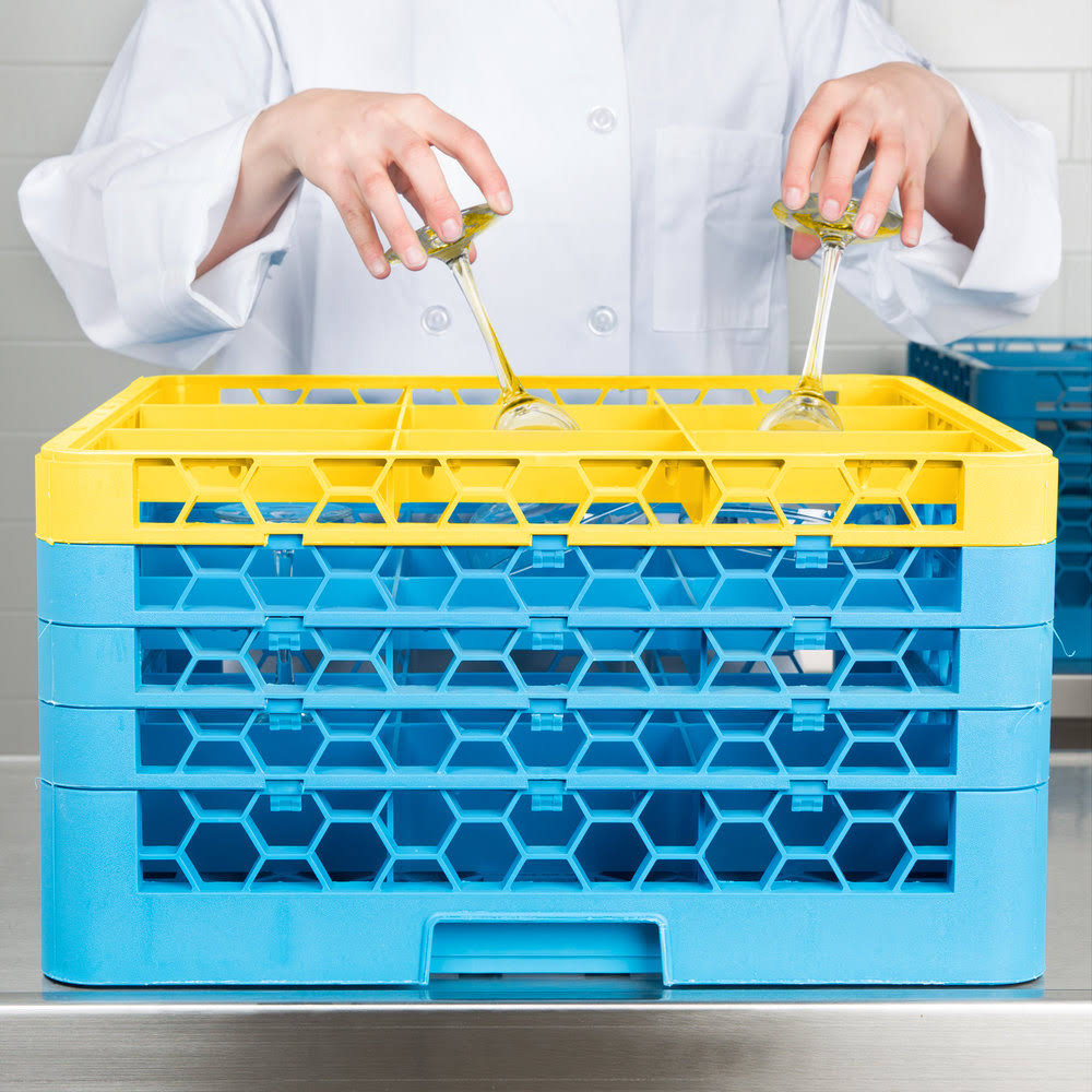 9 Compartment Yellow Glass Rack with 4 Extenders C249646
