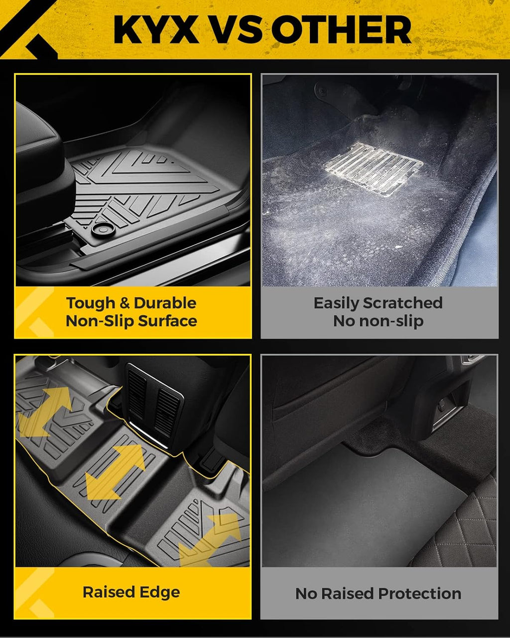 All Weather TPE Black Car Floor Mats Front & 2nd Row G51947