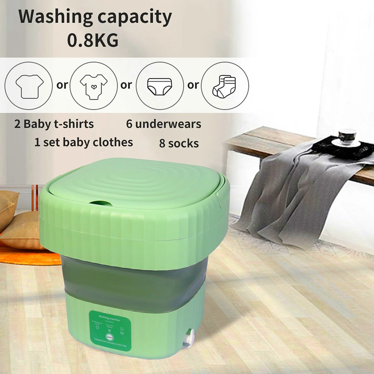 Mini Foldable Washer and Spin Dryer (Green) I148229