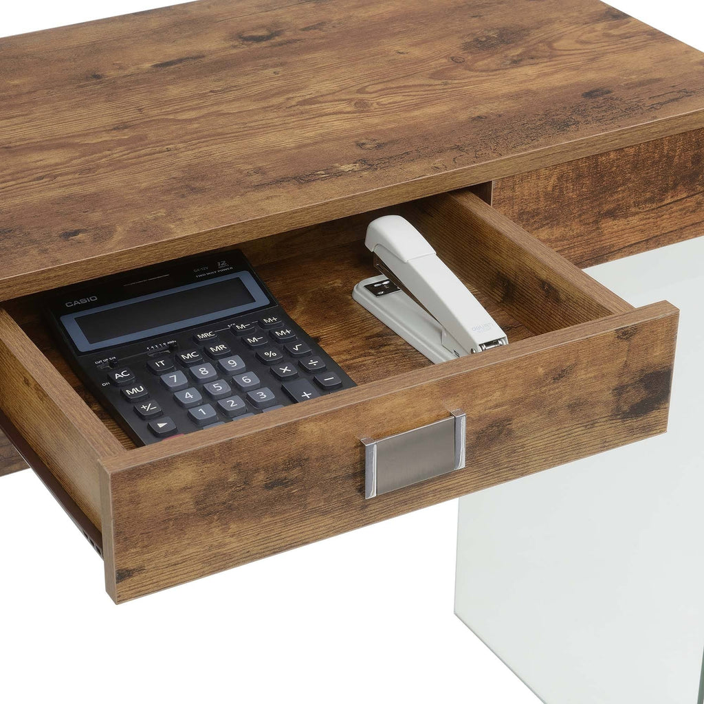 36 in. Glass Desk Gray Marble J787402