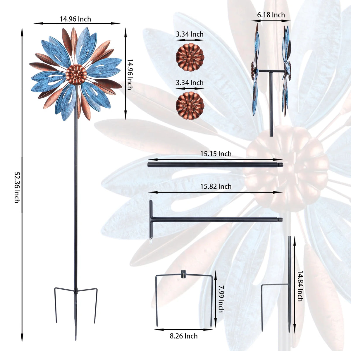 Metal Wind Spinner for Patio Lawn Garden Yard Art Decor Y200156