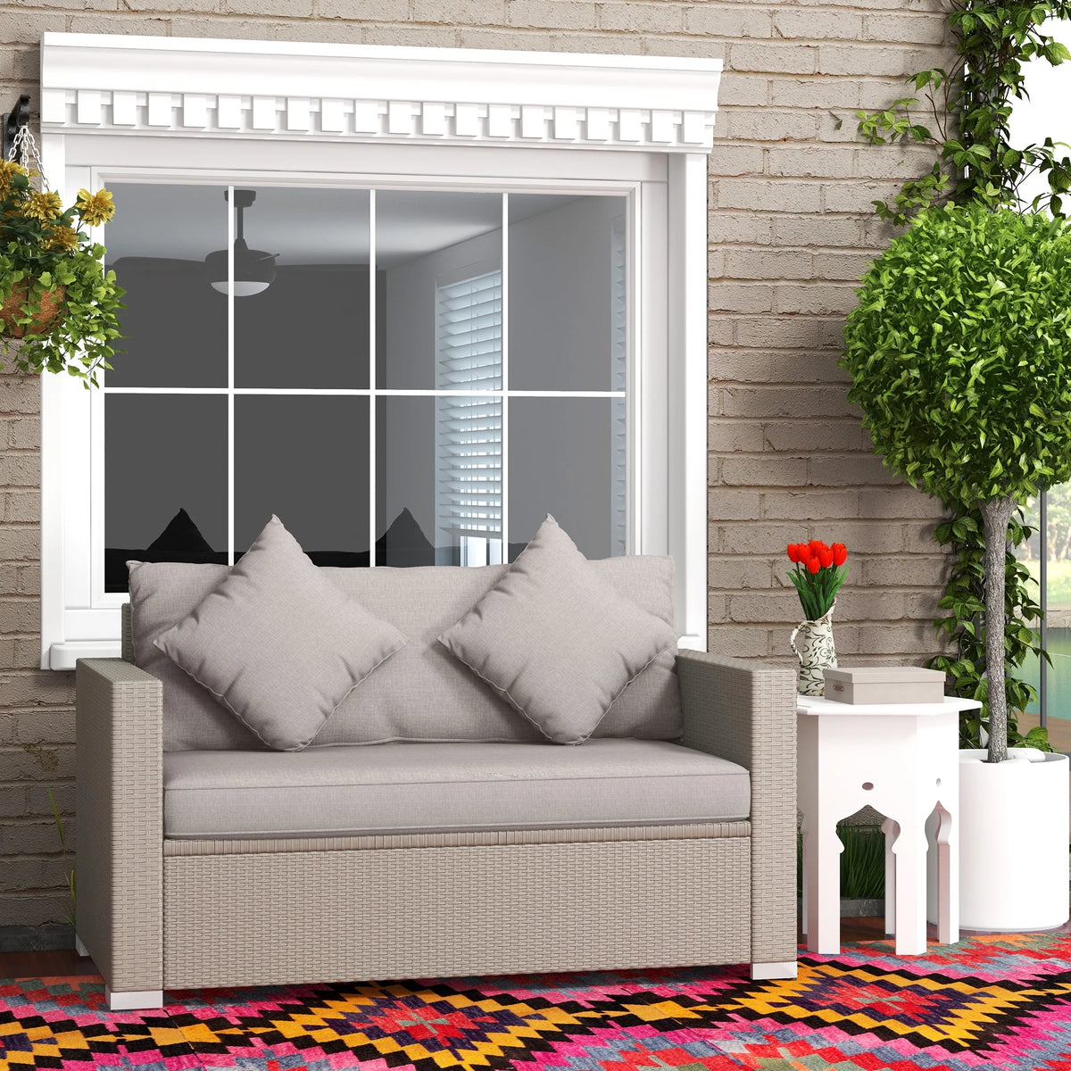 Gray Padded Outdoor Loveseat Sofa A868