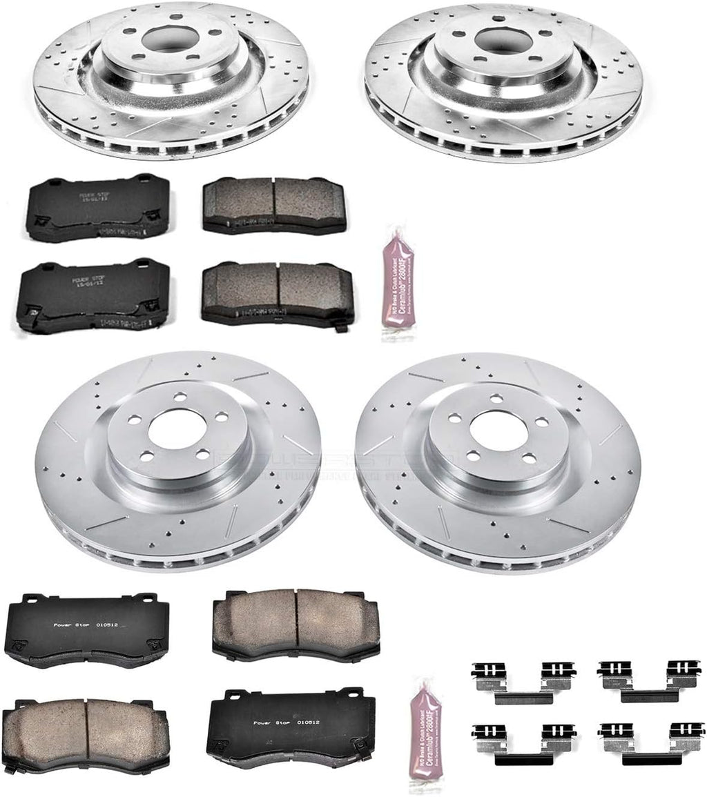 Carbon Fiber Brake Pads with Drilled & Slotted Brake Rotors Kit L322884