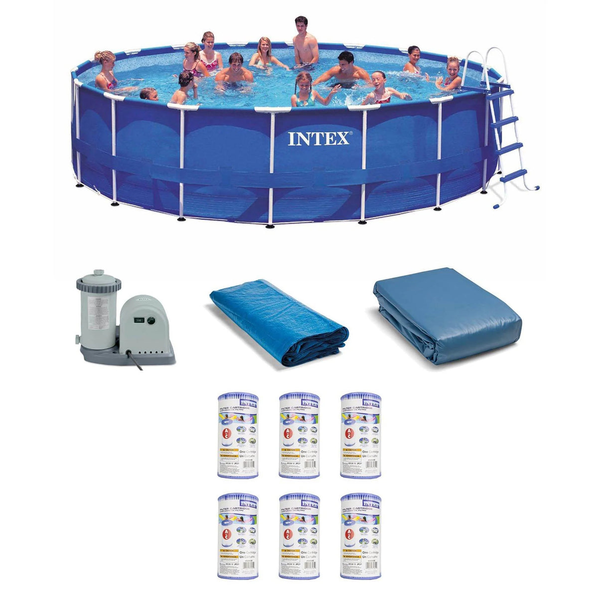 18ft x 48in Metal Frame Swimming Pool Set with Pump E662