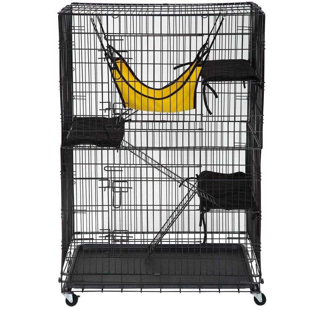 48 inches Cat Cage Crate Kennel Playpen with Hammock Bed Doors Ramp Ladders Shelves V979