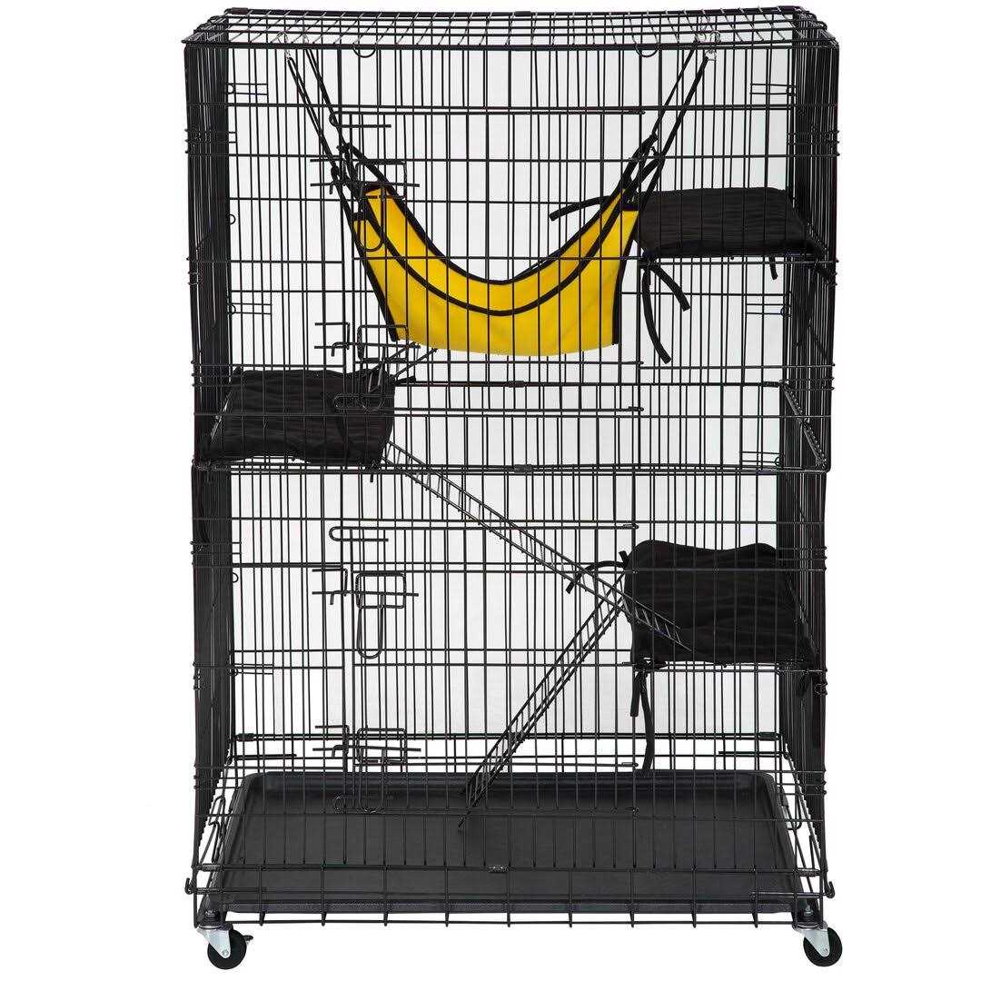 48 inches Cat Cage Crate Kennel Playpen with Hammock Bed Doors Ramp Ladders Shelves V979