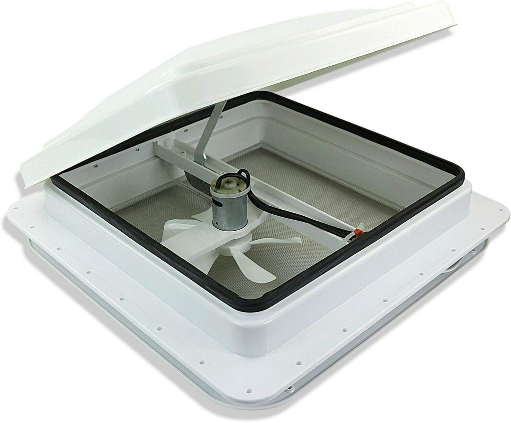 White Lid 12V RV Roof Vent with Fan D74527