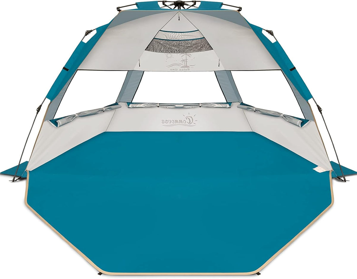 5-6 Person Beach Tent UPF 50+ Sun Shelter Silver S83515