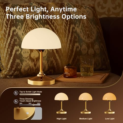 Mushroom Table Lamp Waterproof Cordless Rechargeable LED Night Light X97134