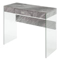 36 in. Glass Desk Gray Marble J787402