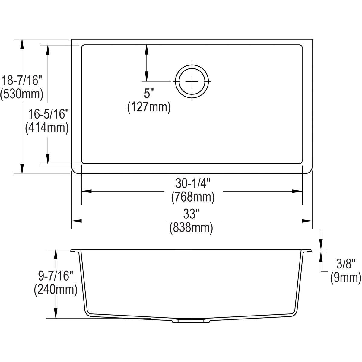 Black Single Bowl Undermount Sink M64670