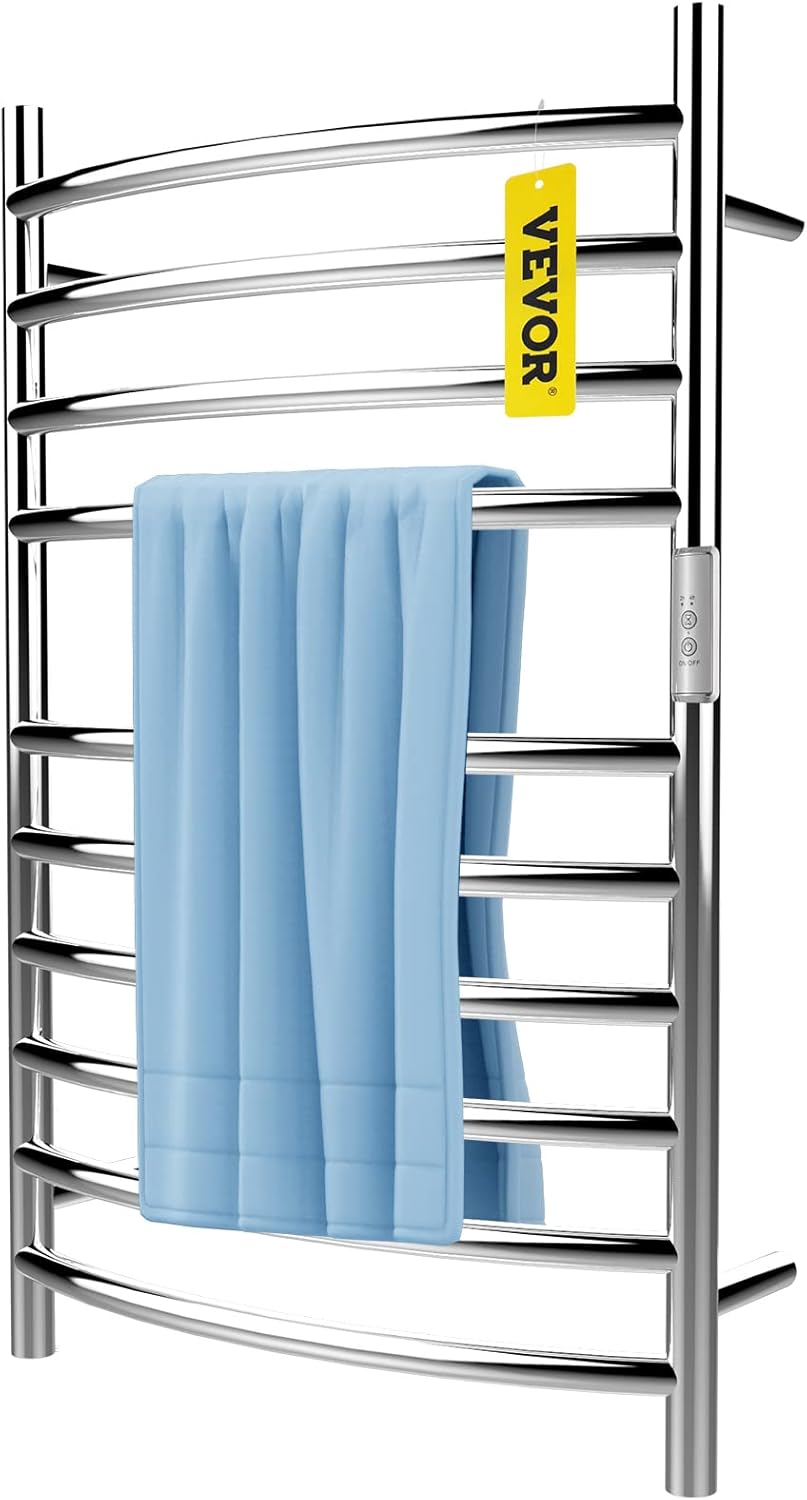 4 Bars Curved Stainless Steel Heated Towel Rack with Timer N7594