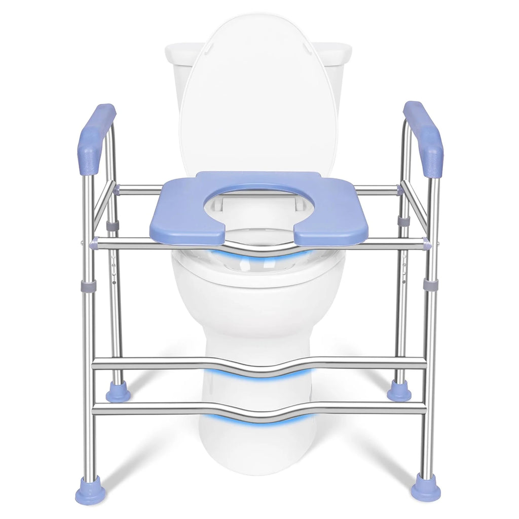 Raised Toilet Seat with Handles and Soft Seat, up to 400lbs Commode Chair N3184