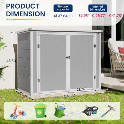 41 Cu Ft Outdoor Resin Storage Shed with Floor F758654