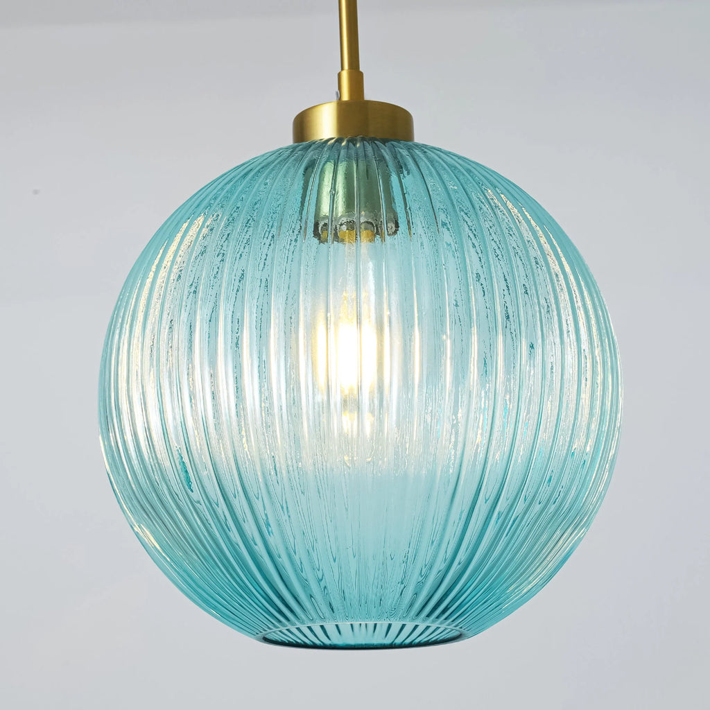 Ribbed Glass Globe Pendant O422