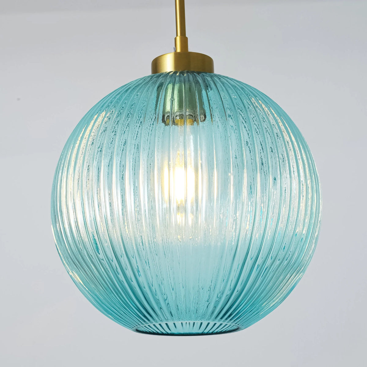 Ribbed Glass Globe Pendant O422