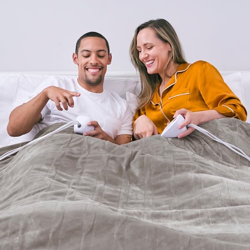 King Size 100in x 90in Polyester Velvet Electric Heated Blanket I342268