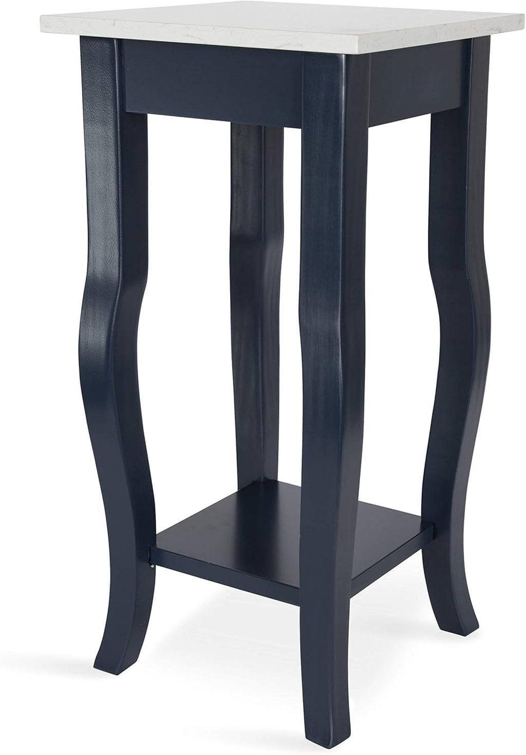 Black Wood Pedestal End Table with Display Shelf X7133