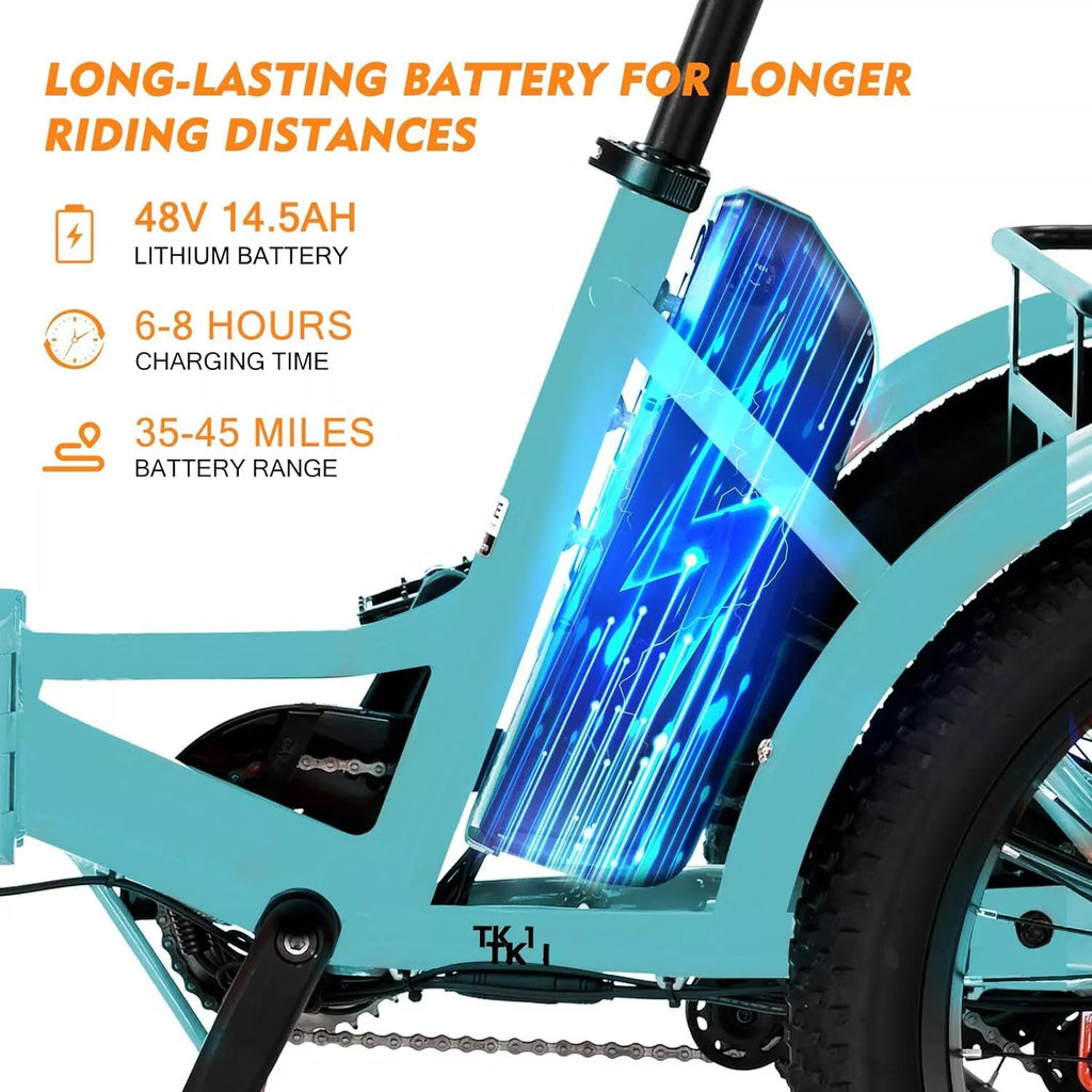 20 x4in Fat Tire Electric Tricycle 500W E-bike Z616334