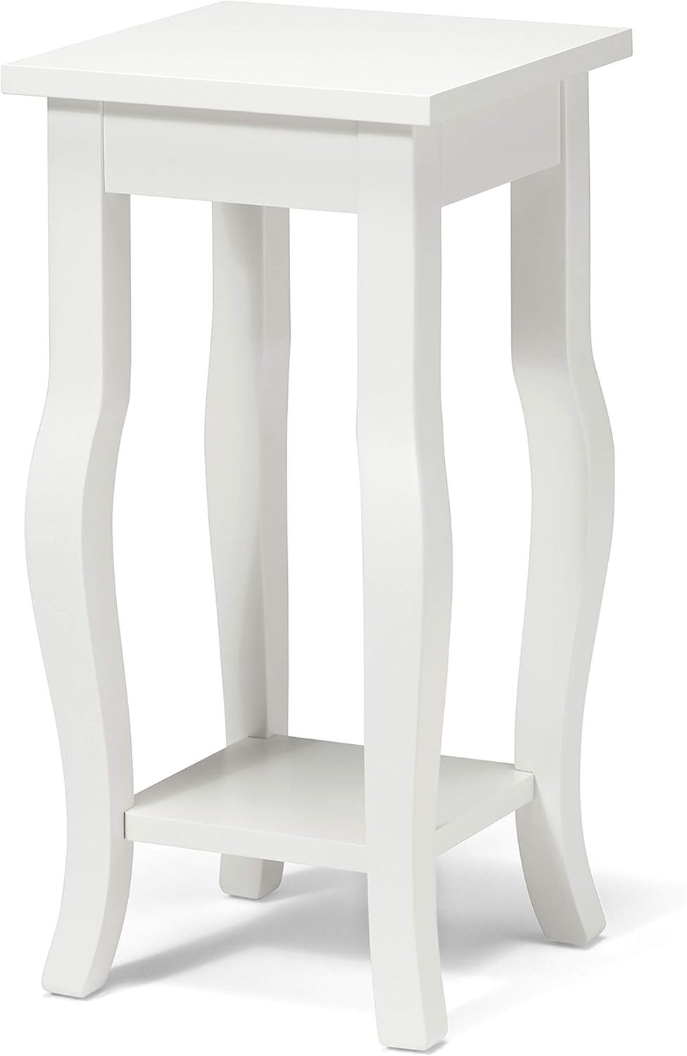 Black Wood Pedestal End Table with Display Shelf X7133