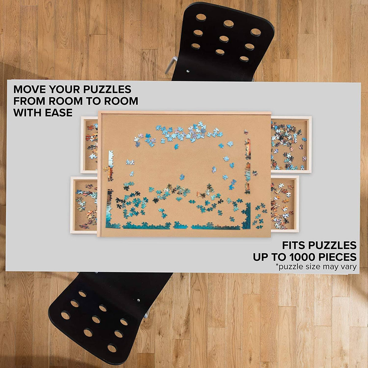 1000 Piece Wooden Puzzle Board with 4 Drawers Y32816