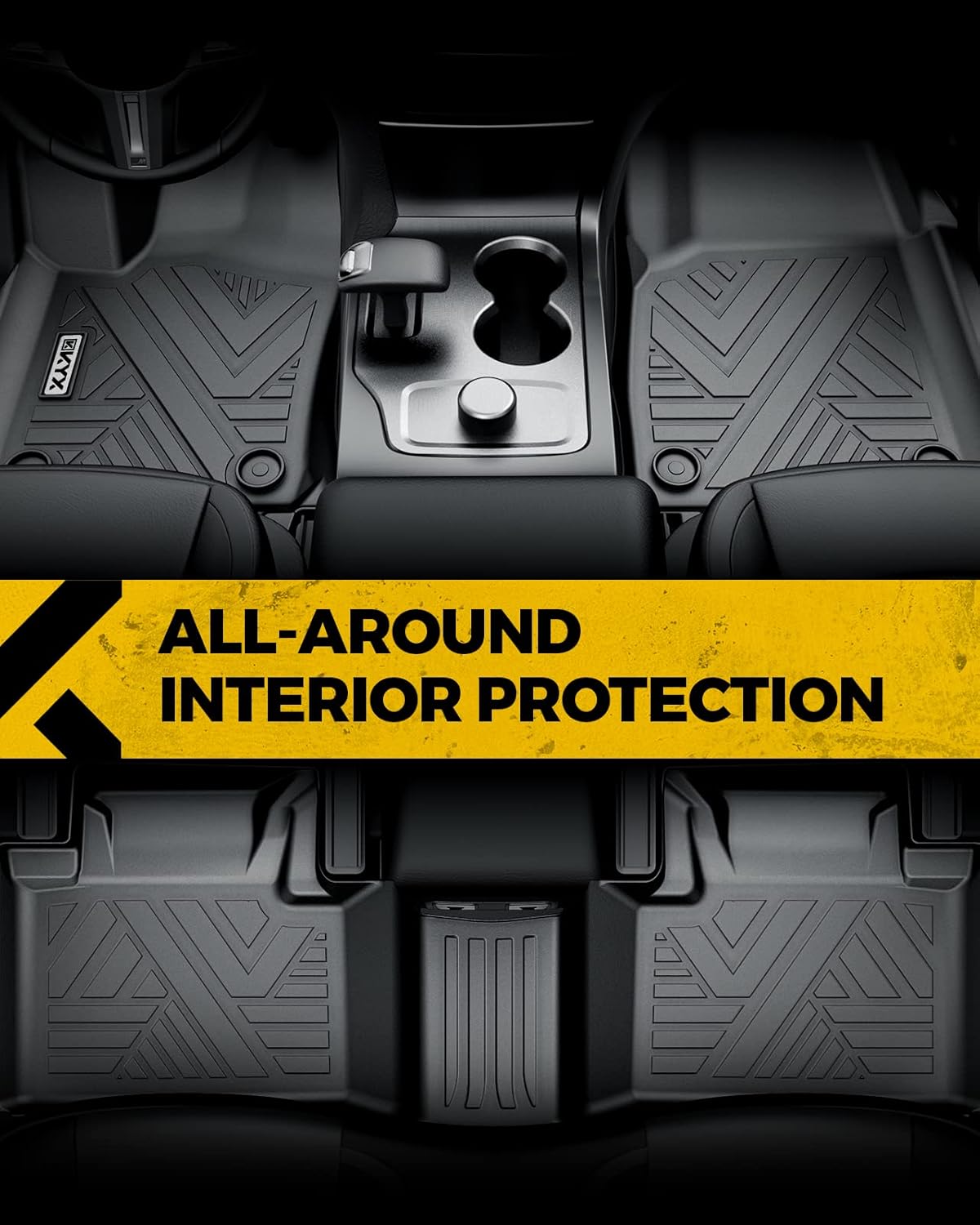 All Weather TPE Black Car Floor Mats Front & 2nd Row G51947