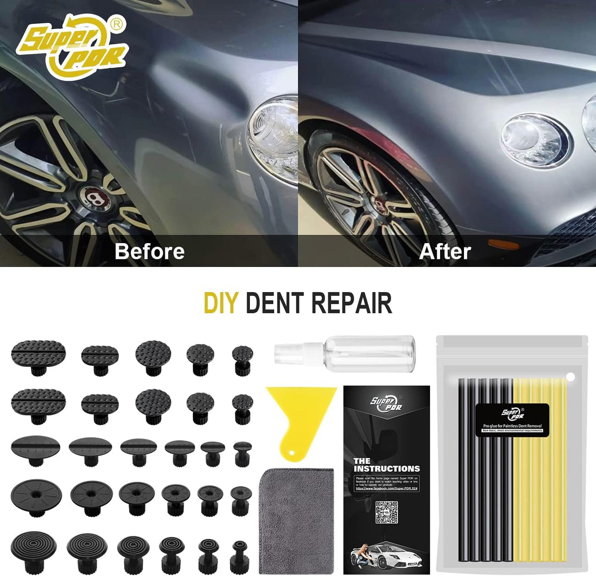 Auto Dent Puller Kit with 2 in 1 Slide Hammer T8660